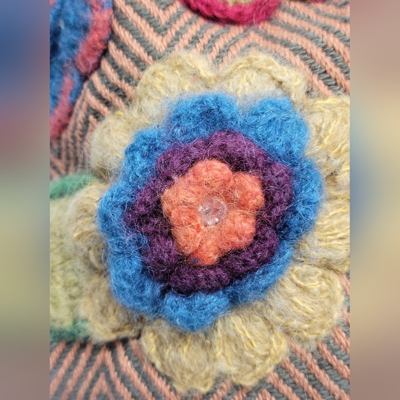 Boho up, wool Purse with wool and other fabrics Embroidered. - Picture 8 of 11